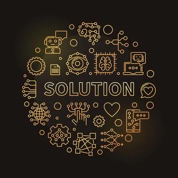Solution outline round vector golden banner. AI Technology illustration Stock Illustration