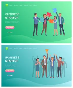 Solution to Problem and Business Startup Vector Stock Illustration