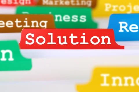 Solution for problem business concept office text on register in documents Stock Photos