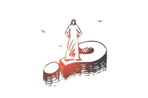 Solution, problem decision concept sketch. Hand drawn isolated vector 스톡 일러스트