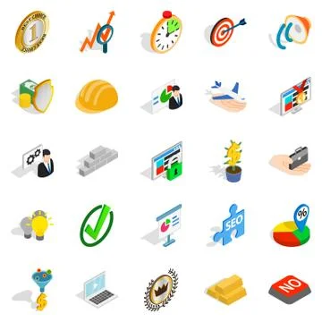 Solution of the problem icons set, isometric style Stock Illustration