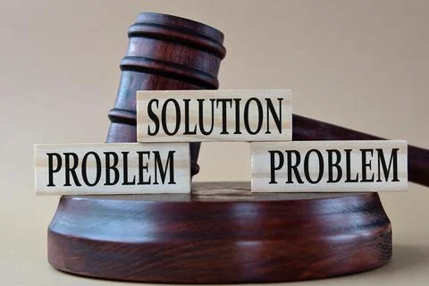 SOLUTION, PROBLEM, PROBLEM - words on wooden blocks against the background of Stock Photos
