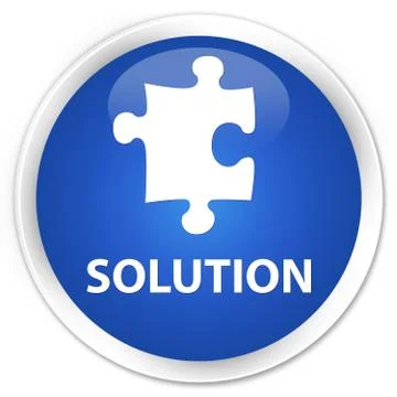 Solution (puzzle icon) premium blue round button Stock Illustration