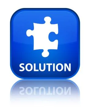 Solution (puzzle icon) special blue square button Stock Illustration