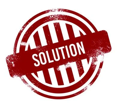 Solution, red grunge button, stamp Illustrazione stock