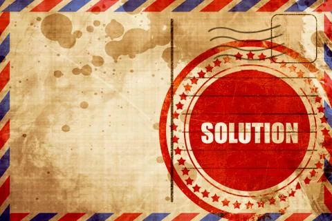Solution, red grunge stamp on an airmail background Illustrazione stock