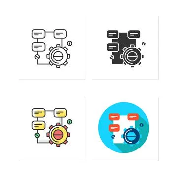 Solution research icons set Stock Illustration