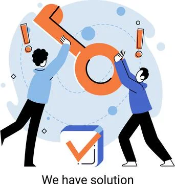 Solution as result of work of business team. Cooperation construction by agency Illustrazione stock