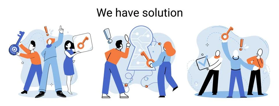 Solution as result of work of business team. Cooperation construction by agency イラスト素材