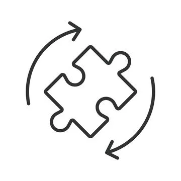 Solution rotation and continuous improvement icon in line design. Solution Stock Illustration