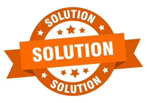 Solution round ribbon isolated label. solution sign 库存插图
