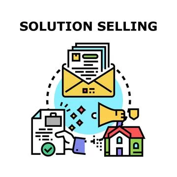 Solution selling strategy with business communication and customer support Stock Illustration