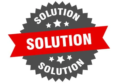 Solution sign. solution circular band label. round solution sticker 库存插图