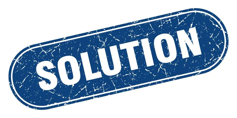 Solution sign. solution grunge blue stamp. Label 库存插图