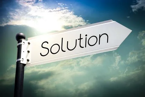 Solution - signpost with one arrow, sky in background Stock Illustration