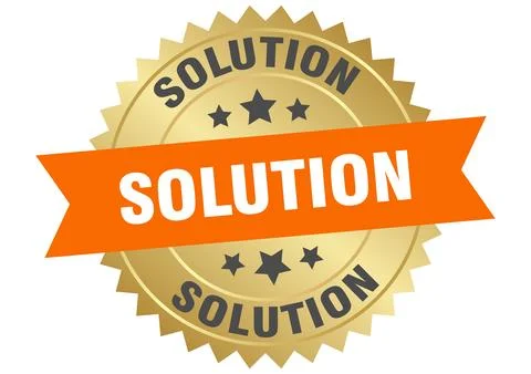 Solution. solution round orange and gold label isolated on transparent back.. 库存插图