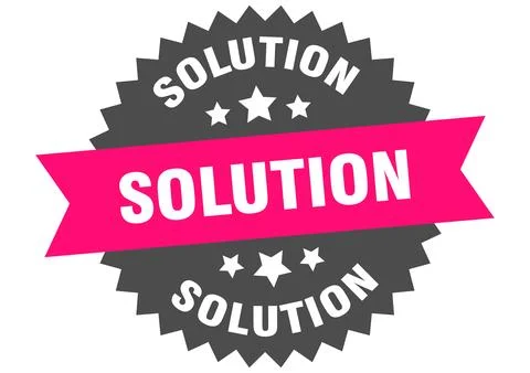 Solution. solution round pink label isolated on transparent background Illustrazione stock