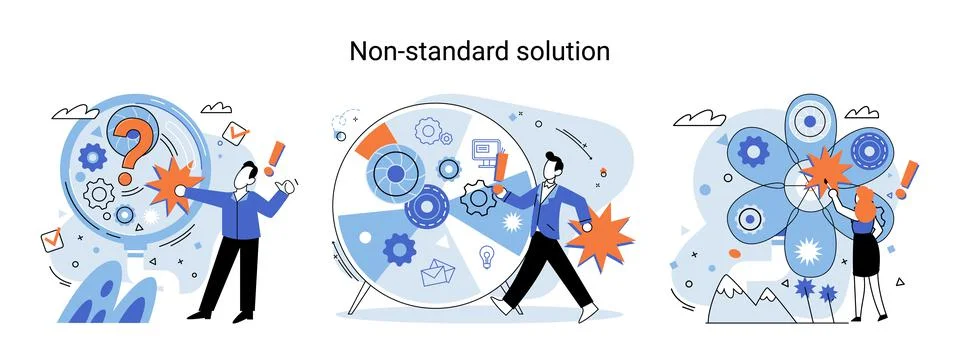 Solution solving problem metaphor, answer to question or creativity idea and Stock Illustration