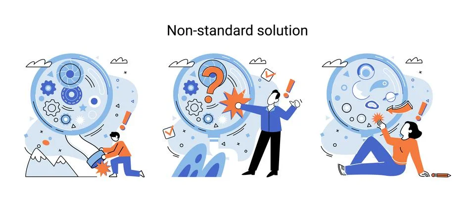Solution solving problem metaphor, answer to question or creativity idea and Stock Illustration