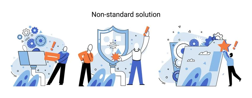 Solution solving problem metaphor, answer to question or creativity idea and Stock Illustration