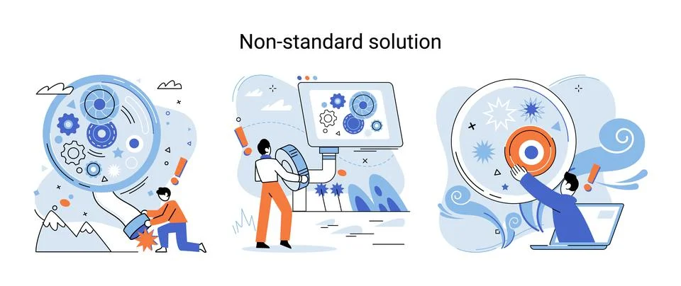 Solution solving problem metaphor, answer to question or creativity idea and Stock Illustration