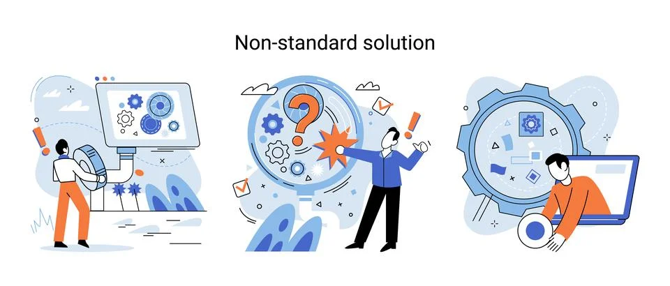 Solution solving problem metaphor, answer to question or creativity idea and Stock Illustration