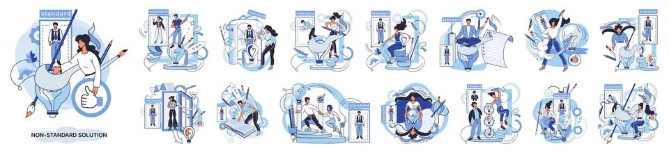 Solution solving problem metaphor, answer to question or creativity idea and Stock Illustration