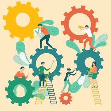 Solution solving problem, services to grow business, businessman on ladder sets 스톡 일러스트