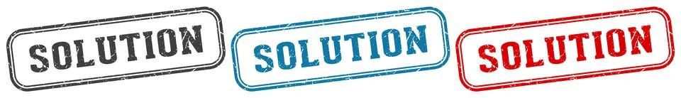 Solution stamp. solution rectangular stamp set isolated on white background Stock Illustration