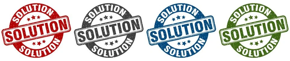 Solution stamp. solution round stamp set isolated on white background イラスト素材