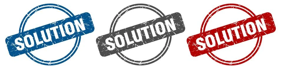 Solution stamp. solution sign. solution label set 库存插图