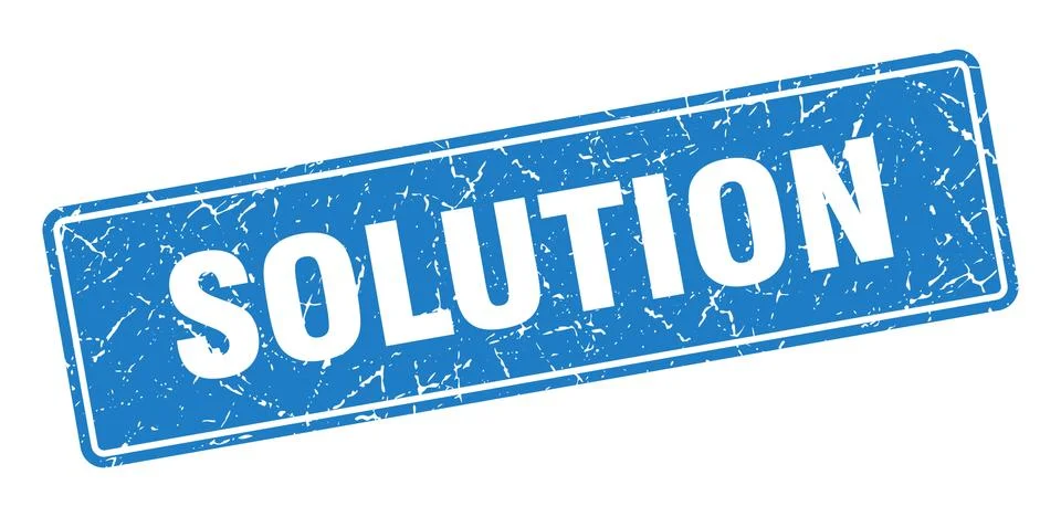Solution stamp. solution vintage blue label. Sign 库存插图