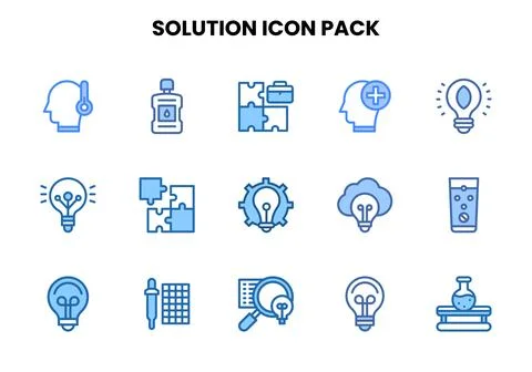 Solution Two Colour Bundle Icons Pack 库存插图