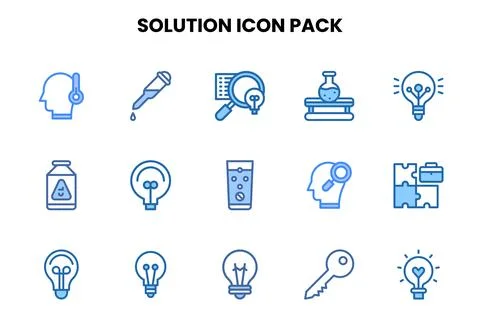 Solution Two Colour Collection Icons Pack Stock Illustration