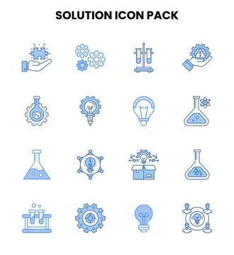 Solution Two Colour Graphics Icons Pack Stock Illustration