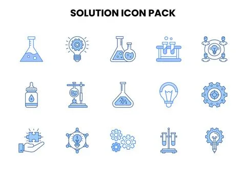 Solution Two Colour Set Icons Pack 스톡 일러스트