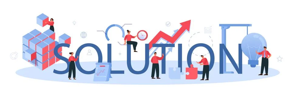 Solution typographic header. Solving the problem and finding Stock Illustration