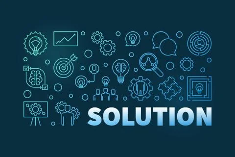 Solution vector blue illustration or banner on dark background Stock Illustration