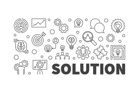Solution vector concept thin line illustration or banner Stock Illustration