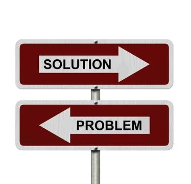 Solution versus problem Stock Illustration
