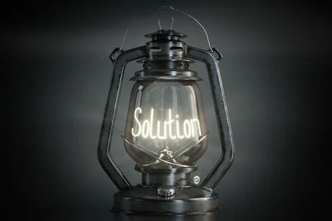 Solution - Vintage Kerosene Lantern - 3d illustration Stock Illustration