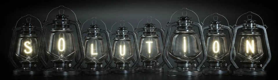 Solution - Vintage Kerosene Lanterns - 3d illustration Stock Illustration