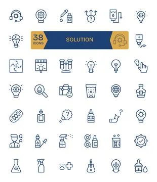 Solution Visual Pack containing 42 Regular Line Grid Fitted Vector Icons 스톡 일러스트