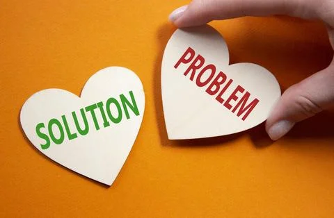 Solution vs Problem symbol. Concept word Solution vs Problem on wooden hear.. Stock Photos