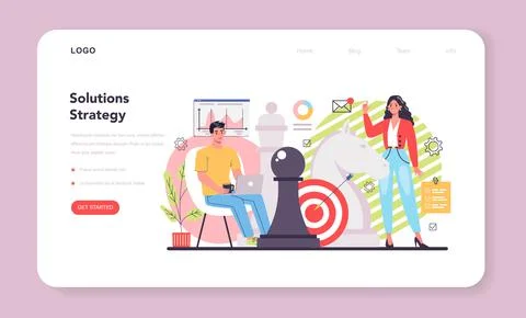 Solution web banner or landing page. Solving the problem Stock Illustration