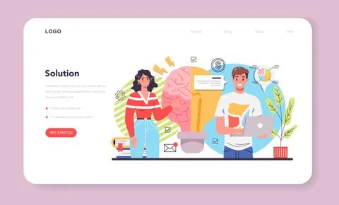 Solution web banner or landing page. Solving the problem Stock Illustration