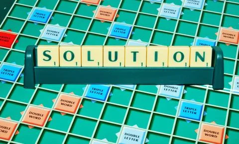 Solution word on board game Stock Photos