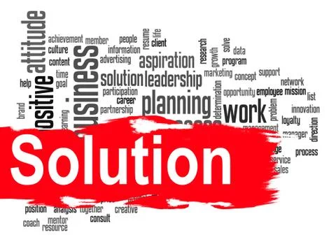 Solution word cloud with red banner Stockillustratie