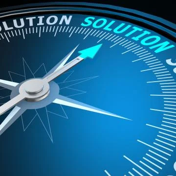 Solution word on compass Stock Illustration