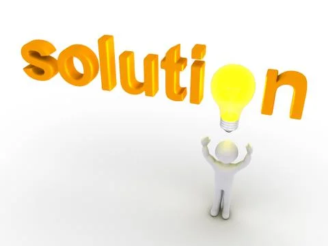 Solution word with light bulb and a person Stock Illustration